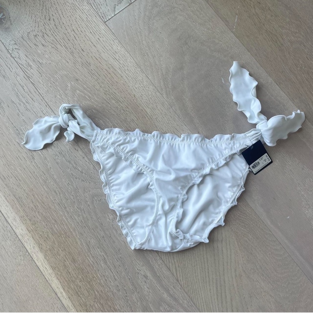 White Bikini Bottom with Ruffle Trim